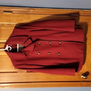 Calvin Klein wool and cashmere blend coat size 14 cranberry red,